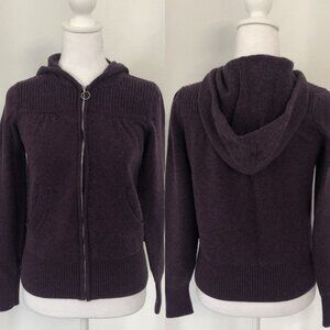 The North Face - Knit Sweater with Full Zip-Up and Hood | Size Small | Purple Pl